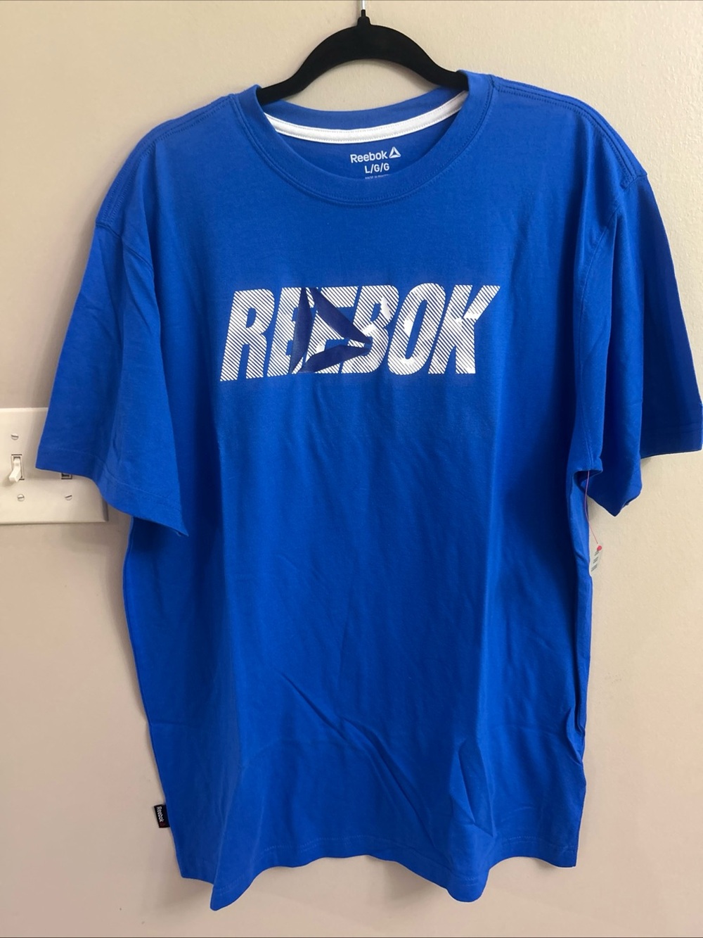 Reebok Men's Size L Athletic BlUE Graphic Tees NWT CREW NECK TAGLESS.